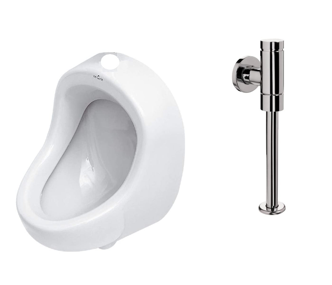 VBChome SET Urinal Zulauf Oben Weiss Modern Hochwertig Keramik Pinkelbecken senkrecht Pissoir + Spül