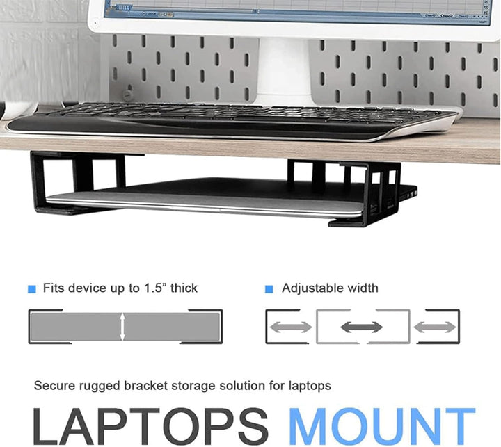 Laptop-Halterung unter dem Schreibtisch, Gerätehalter aus Aluminiumlegierung mit kratzfestem Silikon