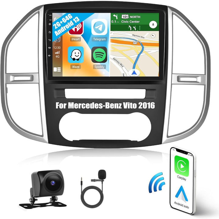 2G+64G CAMECHO Android 13 Autoradio für Mercedes Benz Vito 3 W447 (2014-2020) mit Carplay Android Au