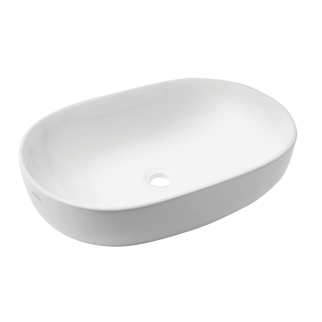 VBChome Waschbecken 60 x 41 cm Keramik Weiss Oval Waschtisch Handwaschbecken Aufsatzwaschbecken Wasc