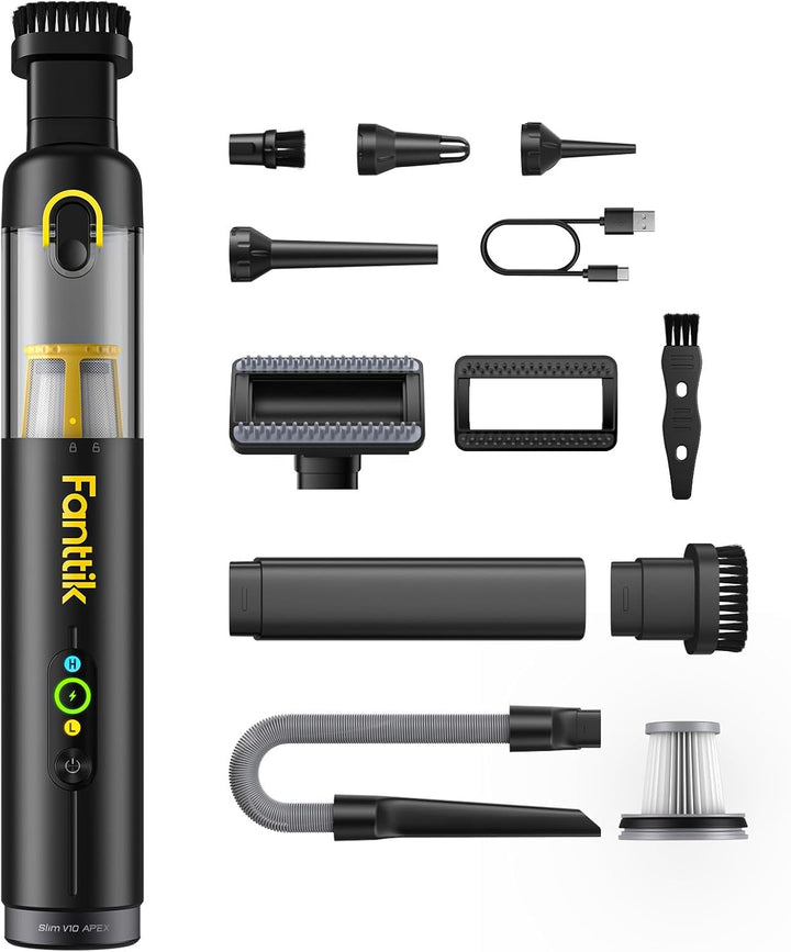 Fanttik Slim V10 Apex Kabelloser 4-in-1 Auto & Mini-Handstaubsauger mit 19000 Pa Saugkraft, Smarter