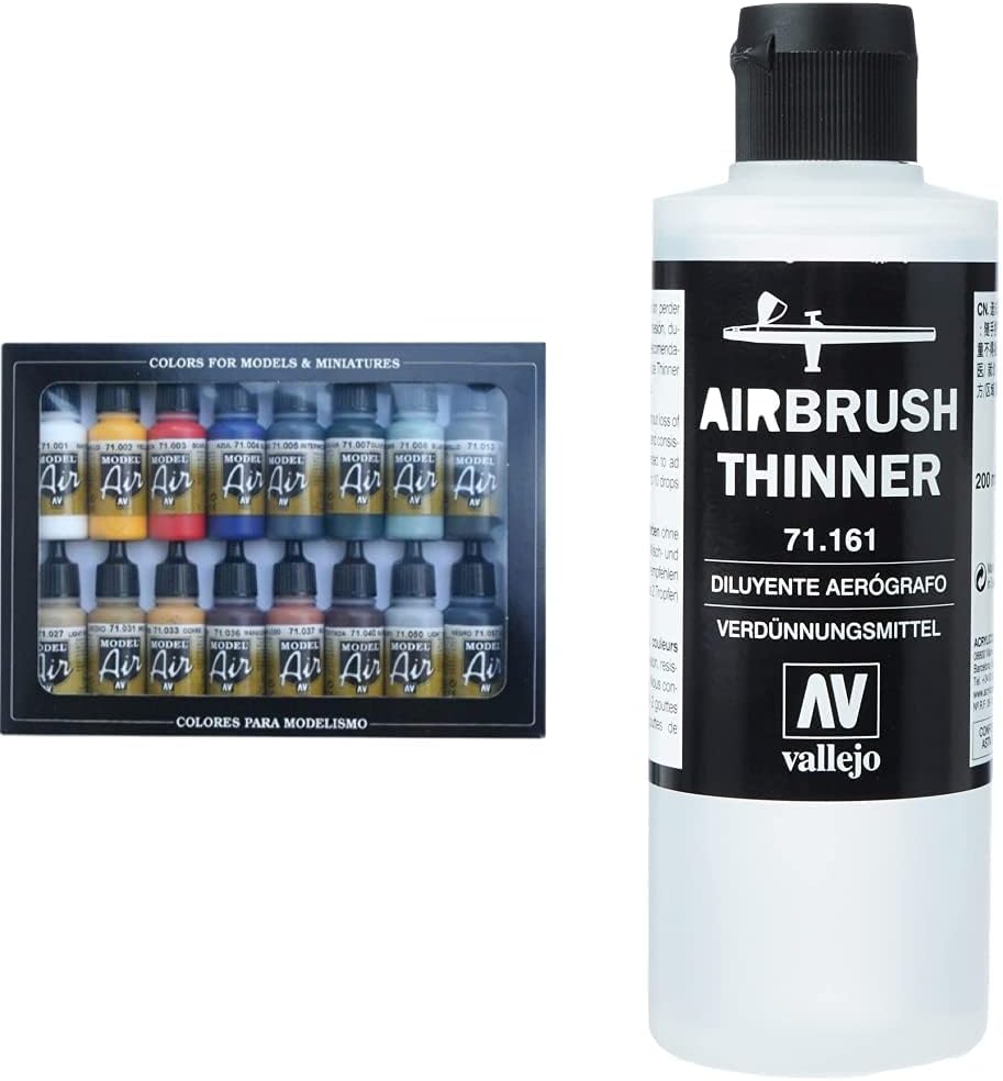 Acrylicos Vallejo 071178 Modellbausatz, verschieden & Vallejo Air Sprühlackverdünner, 200 ml Modellb