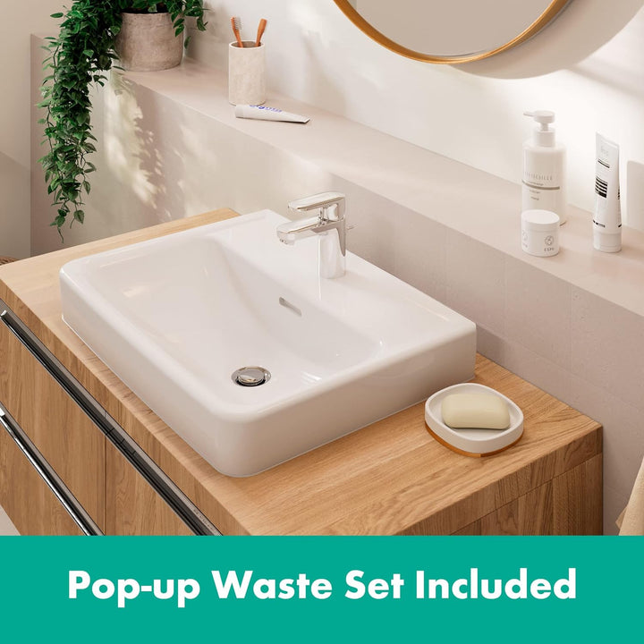 hansgrohe Waschtischarmatur Vernis Blend, Wasserhahn Bad mit Auslauf Höhe 70 mm, mit Zugstange, Bada