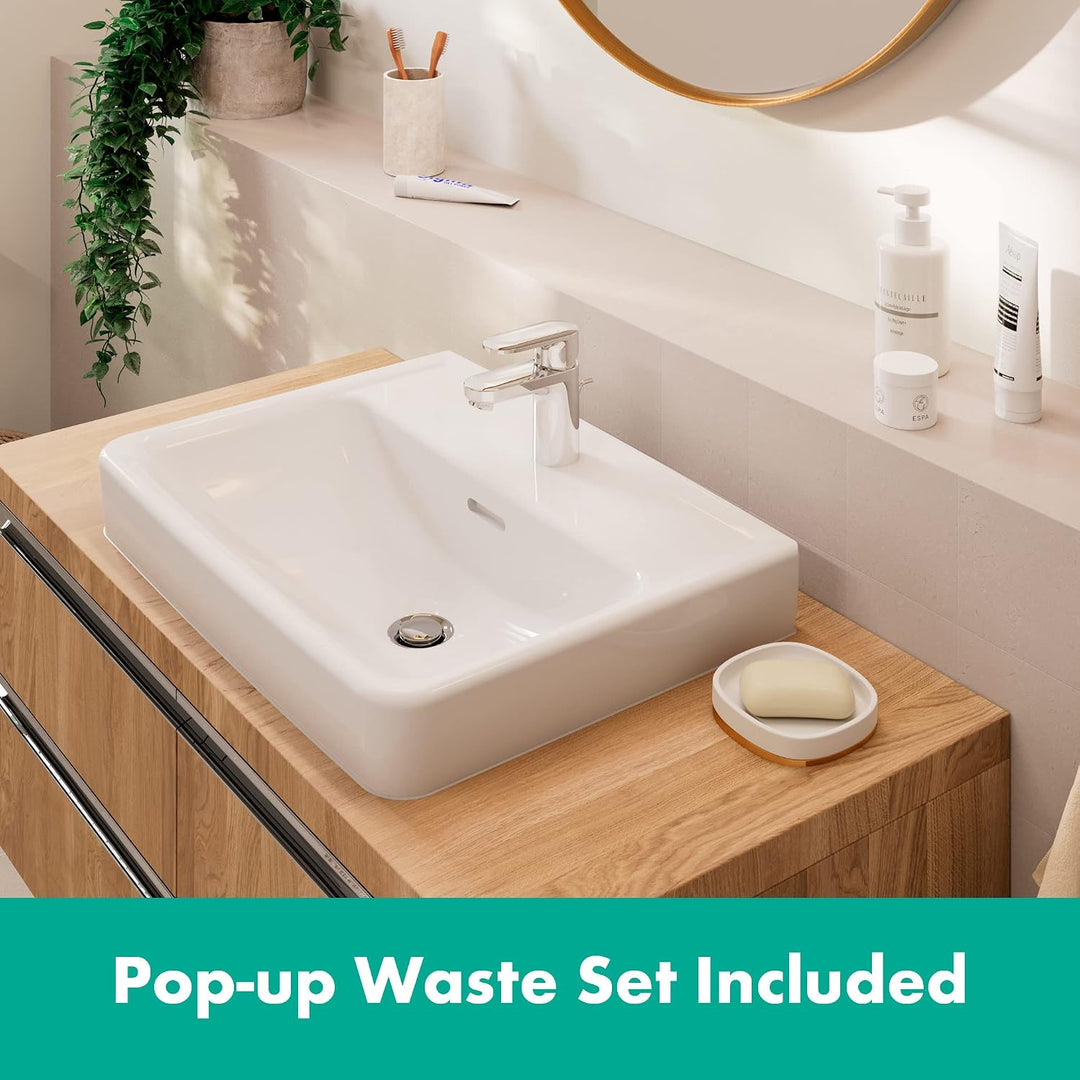 hansgrohe Waschtischarmatur Vernis Blend, Wasserhahn Bad mit Auslauf Höhe 70 mm, mit Zugstange, Bada