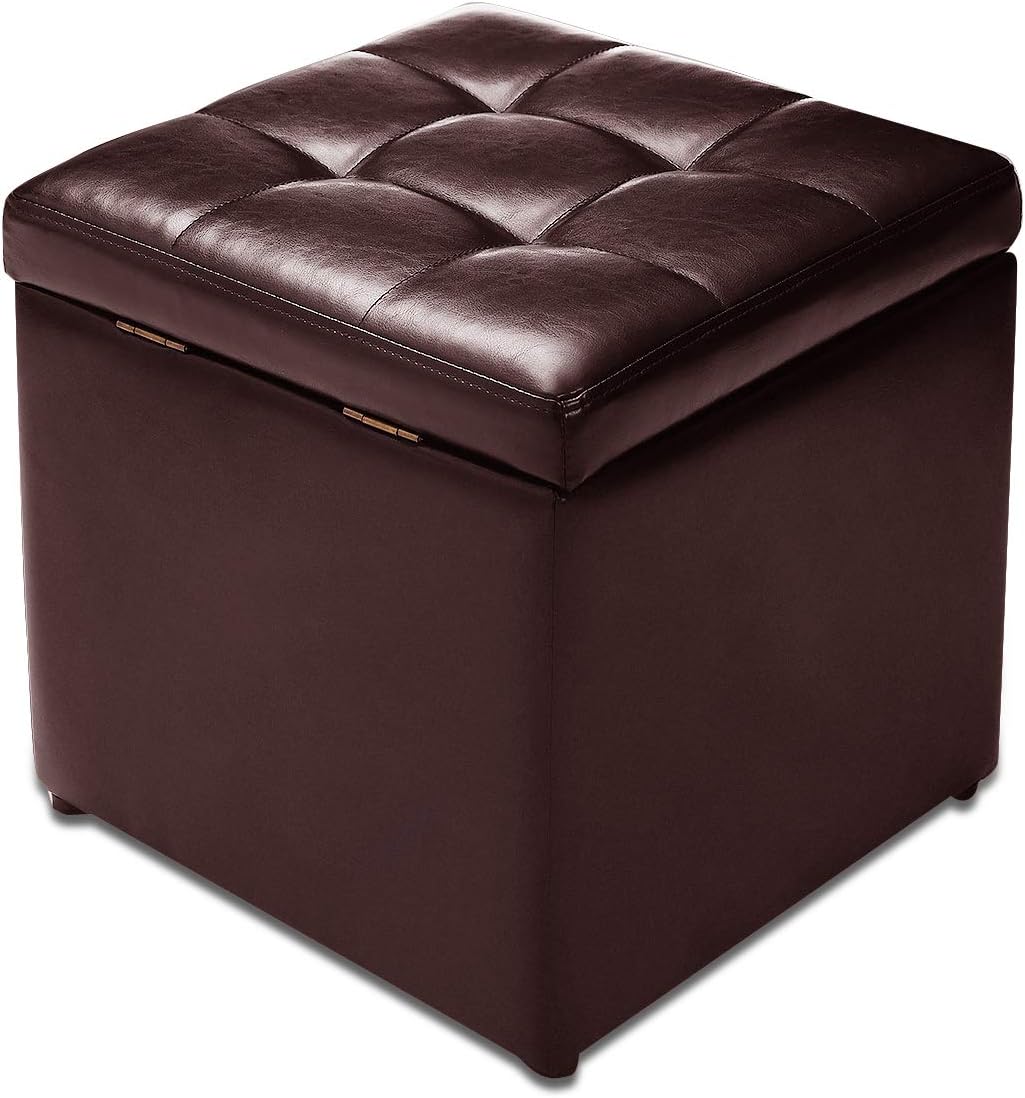 GIANTEX Sitzhocker mit Stauraum, Sitzwürfel Sitzbox auS PU, Sitztruhe Sitzcube Aufbewahrungsbox Fuss
