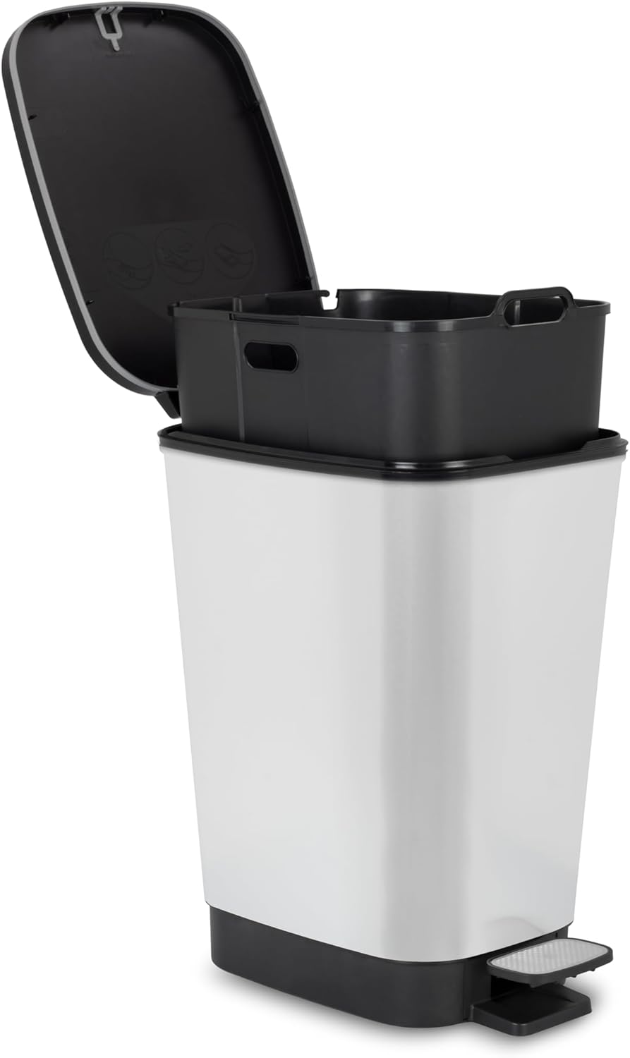 CURVER KIS Chic Bin Style Abfallbehälter, Kunststoff, Silber Metallic, 25 Liter, 26,5 x 40,5 x 45cm
