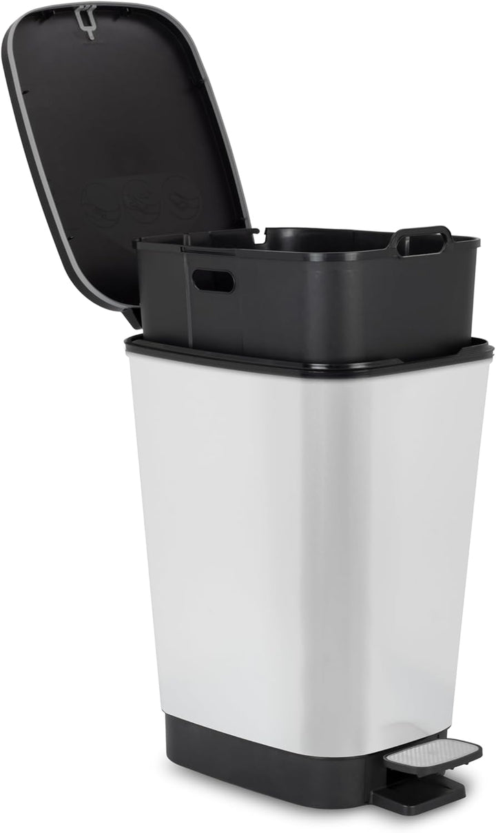 CURVER KIS Chic Bin Style Abfallbehälter, Kunststoff, Silber Metallic, 25 Liter, 26,5 x 40,5 x 45cm