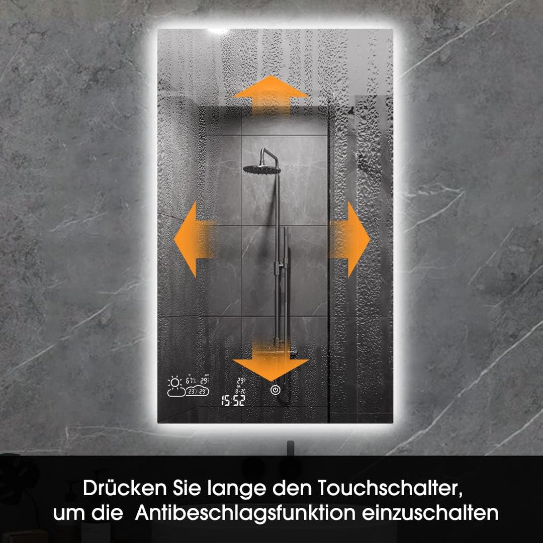 byecold Badspiegel mit LED Beleuchtung 100x60CM, Badezimmerspiegel Antibeschlag, Bad Spiegel Wandspi