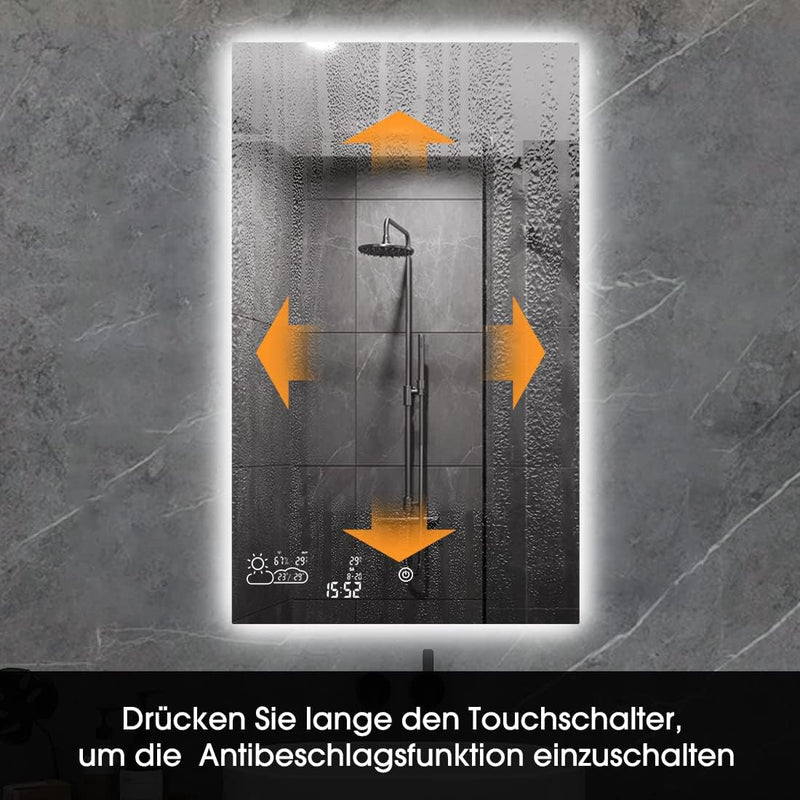 byecold Badspiegel mit LED Beleuchtung 100x60CM, Badezimmerspiegel Antibeschlag, Bad Spiegel Wandspi