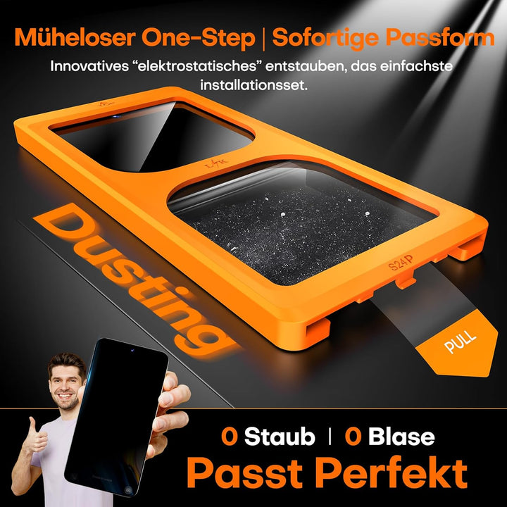 LϟK für Samsung Galaxy S24 für Panzerglas mit 2 Stück HD-Hartglasfolie, [Auto-Installation] Kratzfes