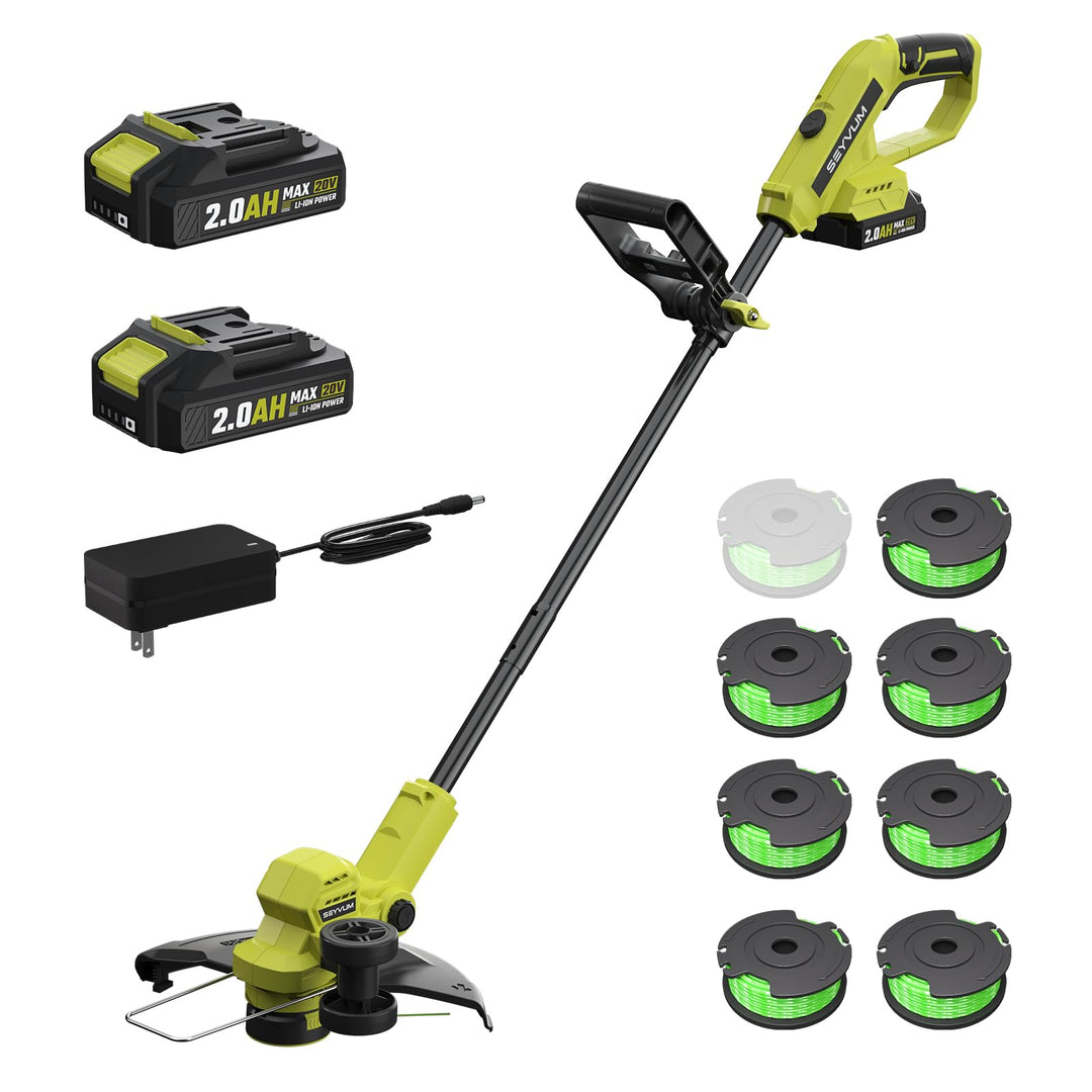 Akku Rasentrimmer,Elektro Rasentrimmer mit 2 X 2.0Ah Akkus und Ladegerätn,Schnittbreite 300mm Freisc