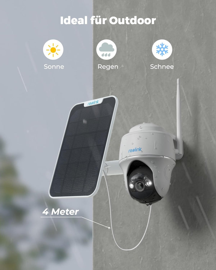 Reolink 2K PTZ Solar Überwachungskamera Aussen Akku, Personen-/Autoerkennung, 355°/140° Pan Tilt WLA