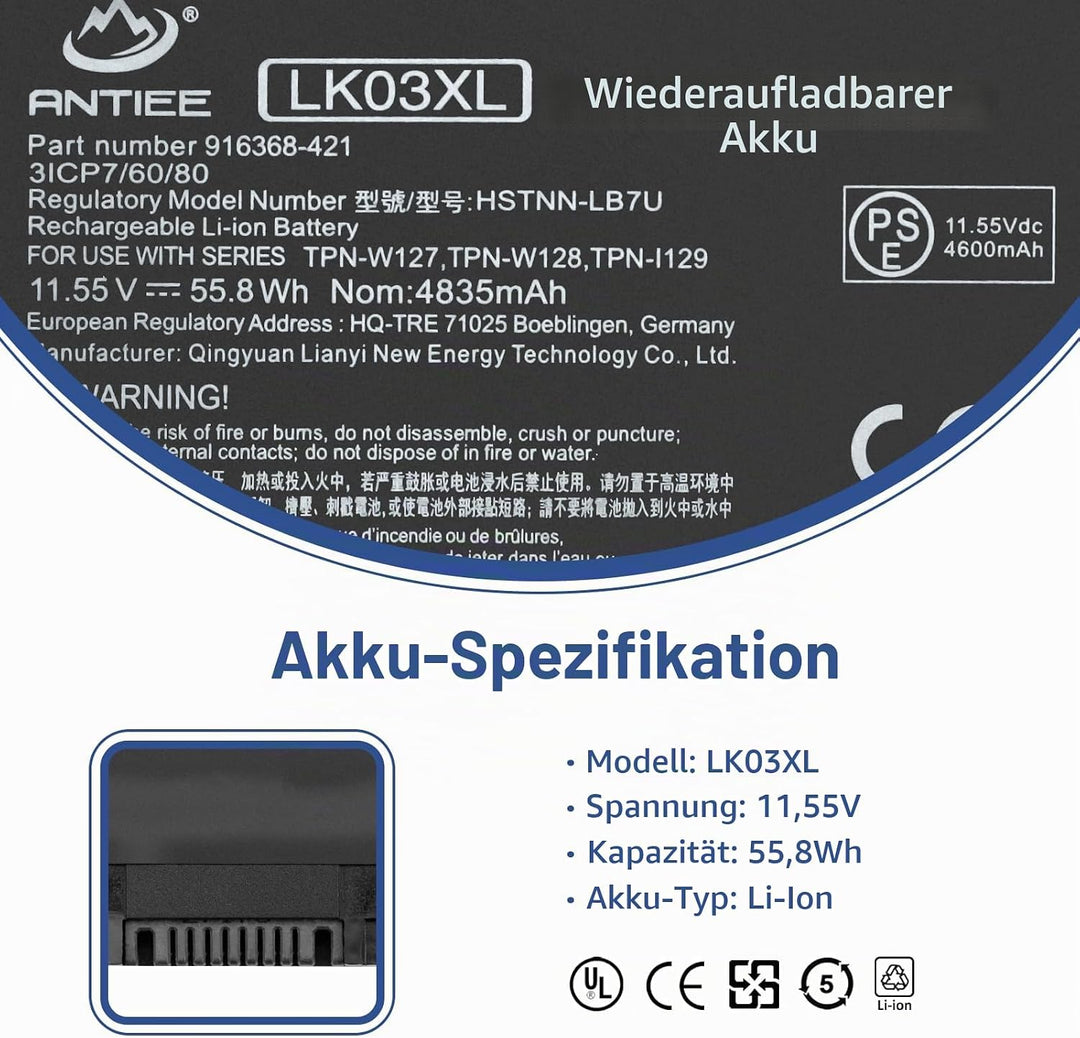 LK03XL Laptop Akku für HP Envy X360 Convertible 17-AE 17M-AE 17T-AE 17-BW 17M-BW 17-CE 17M-CE 17T-CE