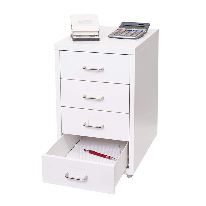 Mendler Rollcontainer Boston T851, Schubladenschrank Stahlschrank Büroschrank, 48x28x41cm 4 Schublad