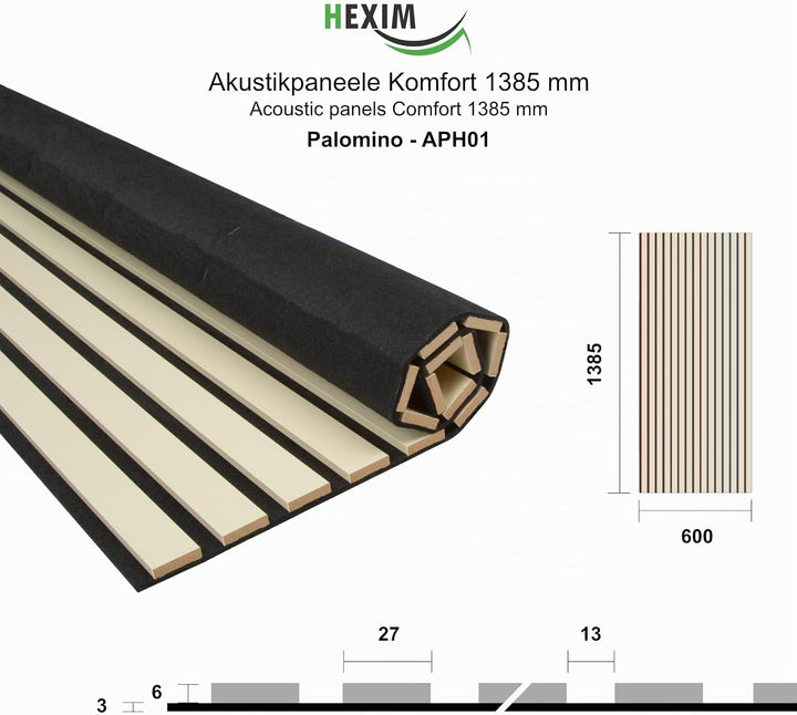 HEXIM Akustikpaneele 4 Stück 138,5x60cm Holz Comfort - flexible Holzpaneele Platten Lamellenwand Hol