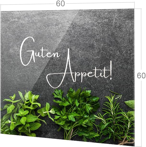 GRAZDesign Spritzschutz Küchenrückwand Glas Küche für Herd & Küchenspüle, Kräuter Guten Appetit Glas