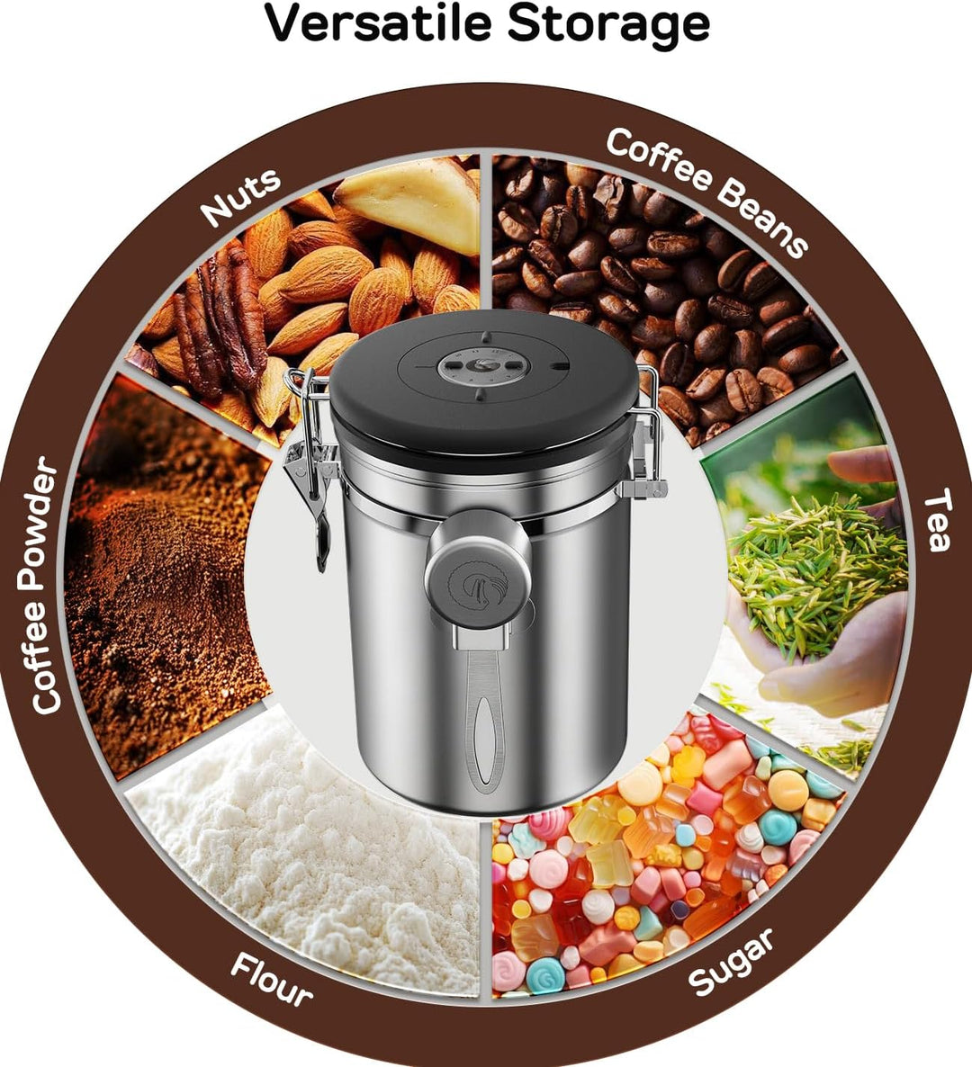 Coffee Gator-Edelstahl-Kaffeedose – Hält gemahlener Kaffee und Bohnen länger frisch – Behälter mit D