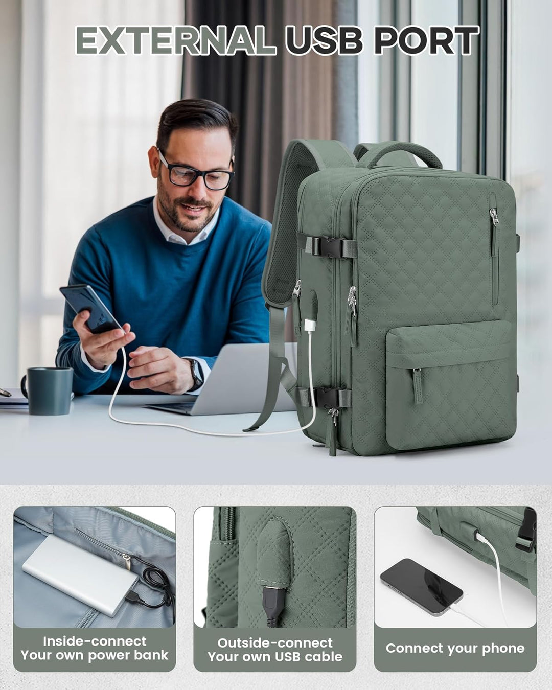 BJLFS Vakuum Rucksack Handgepäck Flugzeug Ryanair 40x20x25 Rucksack mit pumpe Airback-Handgepäck Dam