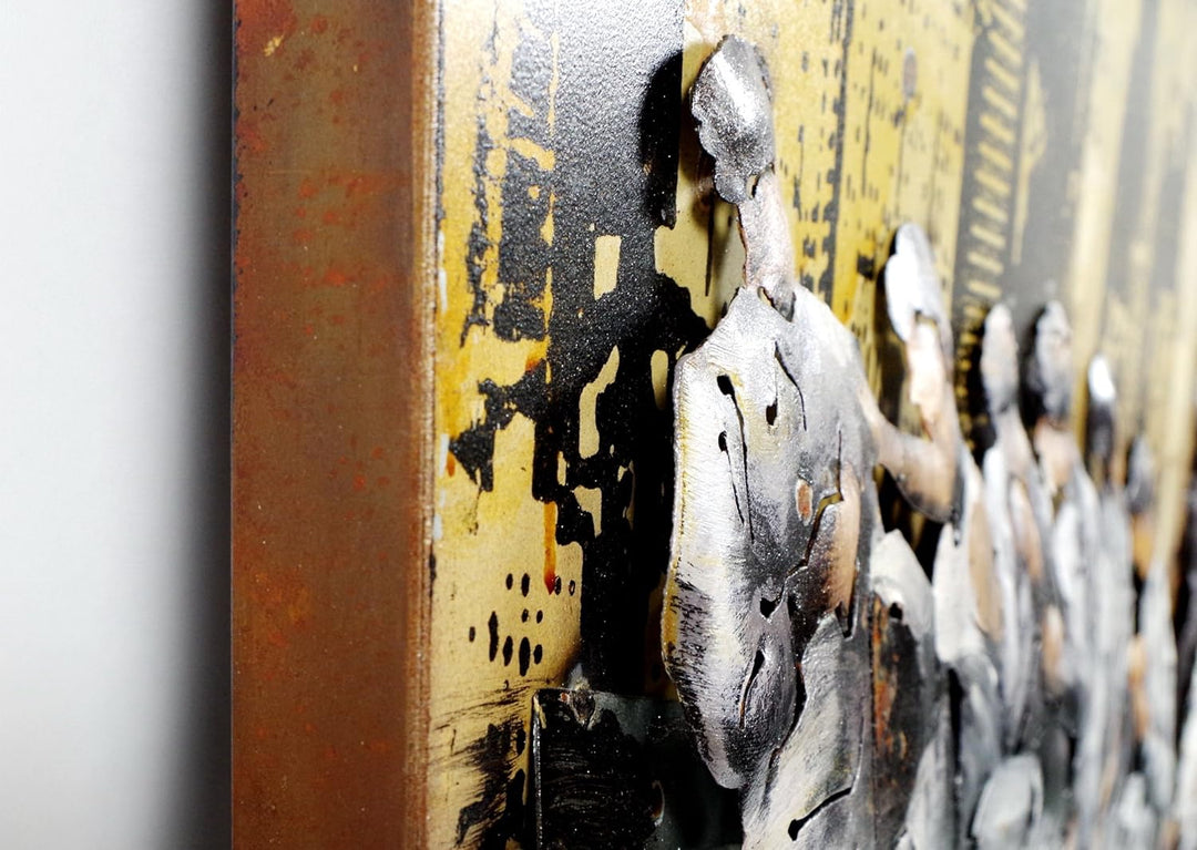 Kobolo Wandbild Wanddeko Metallbild 3D-Bild - New York Bauarbeiter - 90x90 cm