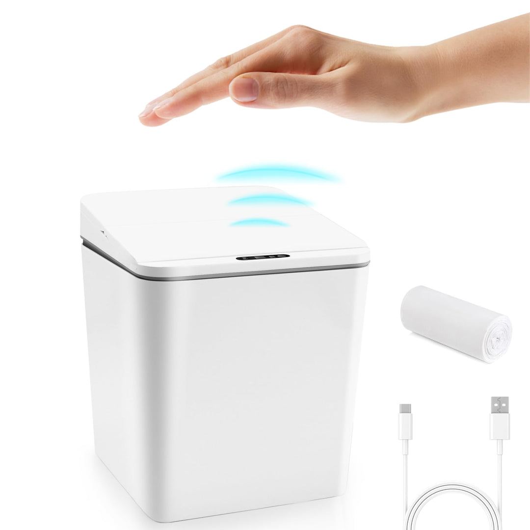 Automatischer kleiner Aufsatz-Mülleimer, wiederaufladbarer Mini-Schreibtisch-Mülleimer mit Deckel fü