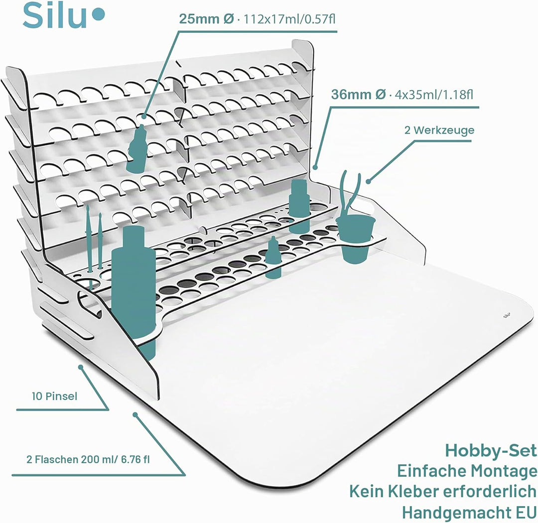 Silu- Silu Paint Station Vallejo-Farben. Mit Kleiner Werkbank für 112 Vallejo Paints, mit Pinsel- un