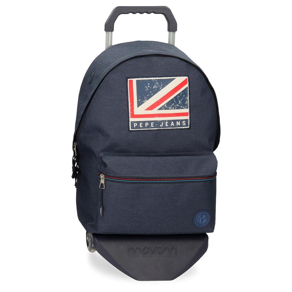 Pepe Jeans Aidan Rucksack für Laptop, Doppelfach mit Trolley, 15,6 Zoll, Blau, 31 x 44 x 17,5 cm, Po