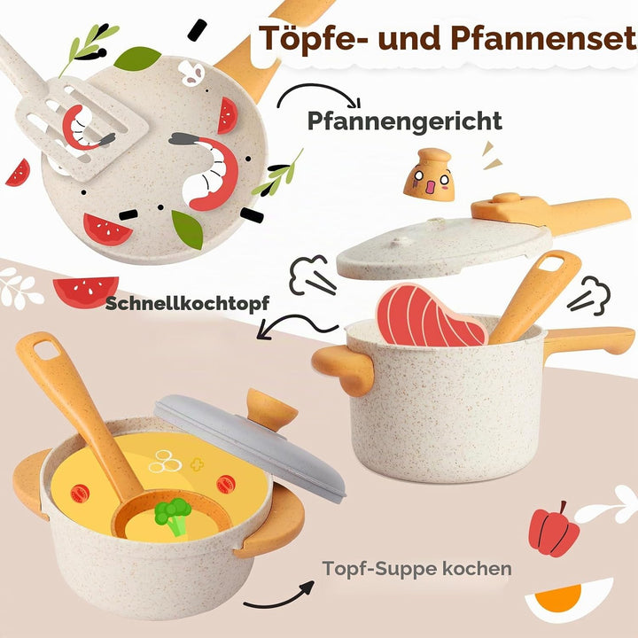 Kinderküche Zubehör, Matschküche Kinder Outdoor, Spielküche Zubehör, Topfset Kochgeschirr, Küchen Sp