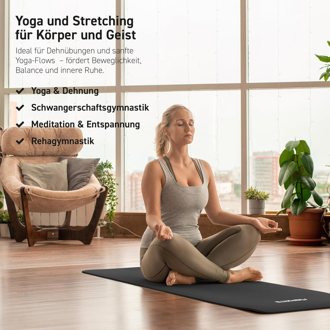MSPORTS Gymnastikmatte Premium inkl. Tragegurt + Übungsposter + Workout App I Hautfreundliche Fitnes