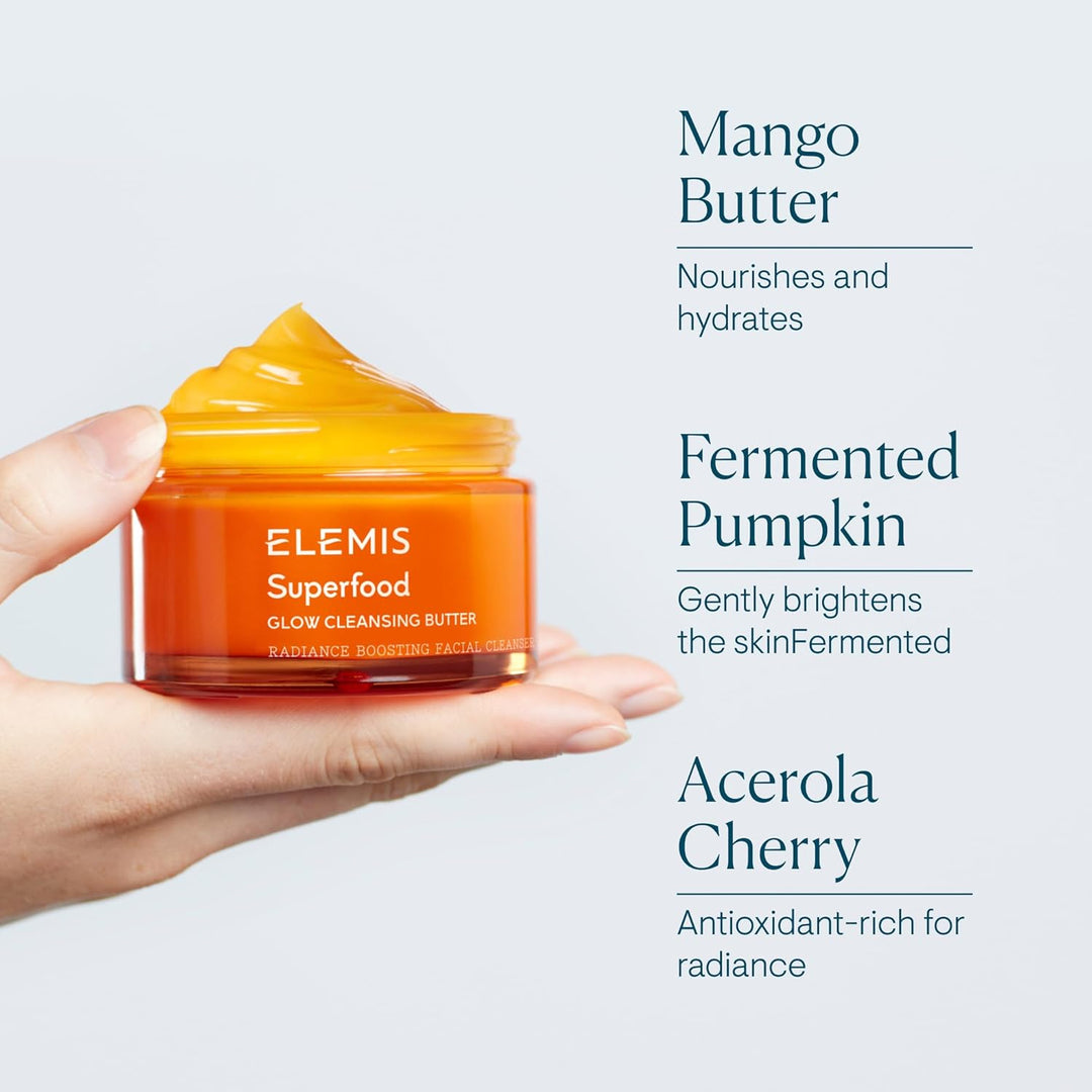 Elemis Superfood Glow Cleansing Butter, Pumpkin Glow Facial Cleanser, Cleanses, Brightens, Nourishes