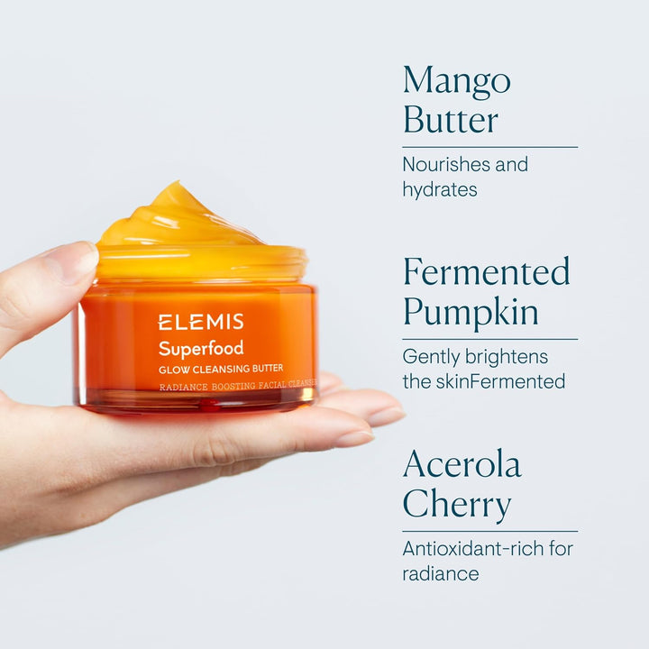 Elemis Superfood Glow Cleansing Butter, Pumpkin Glow Facial Cleanser, Cleanses, Brightens, Nourishes