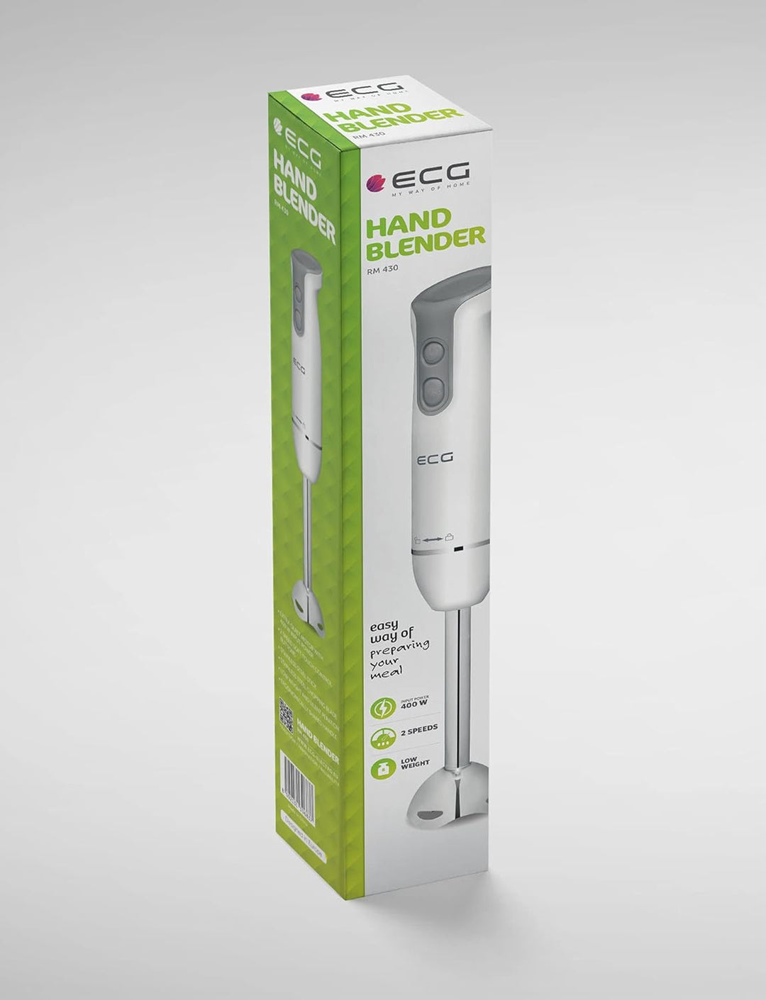 ECG RM 430 Stabmixer, Leistungsaufnahme 400 W, 2 Geschwindigkeiten, Edelstahl, 400 W, Weiss