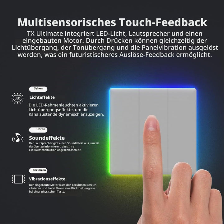 SONOFF T5 3 Gang WiFi Smart Touch Lichtschalter, 2 Wege Wireless Wandlichtschalter, Full Touch, LED,