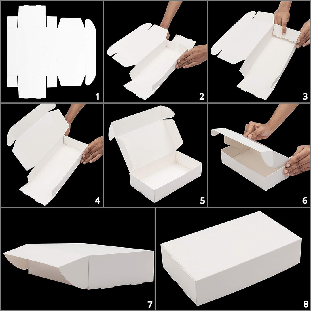 Kurtzy Karton Geschenkboxen Weiss (50 Stk) – Schachteln 19 x 11 x 4,5cm Pappschachteln mit Deckel –