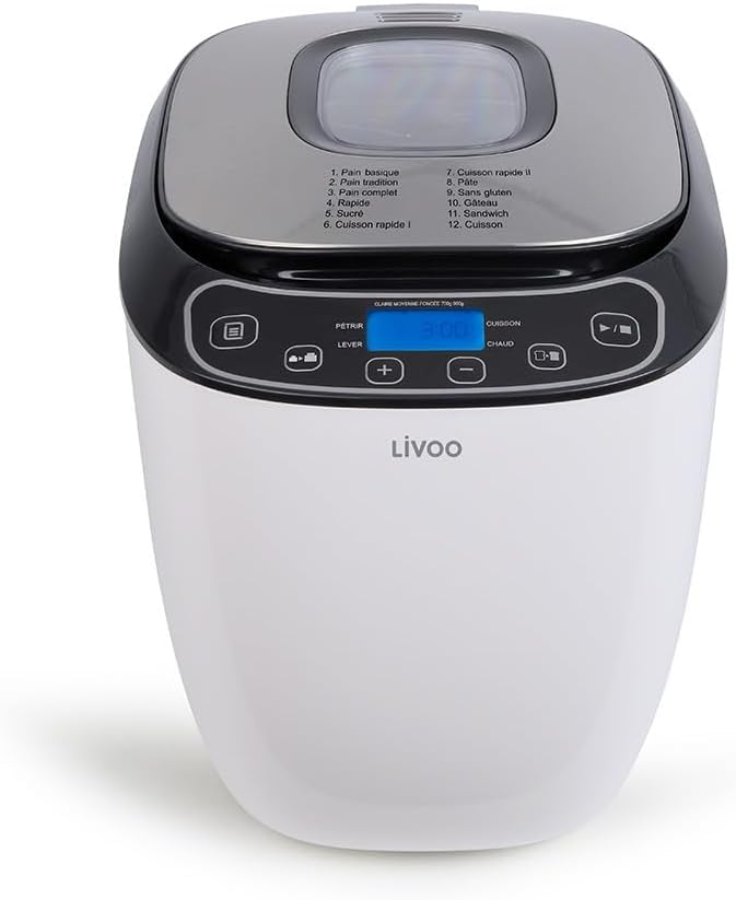 Livoo DOP218 Brotbackautomat | 12 Programme, 3 Grad Kochen der Kruste