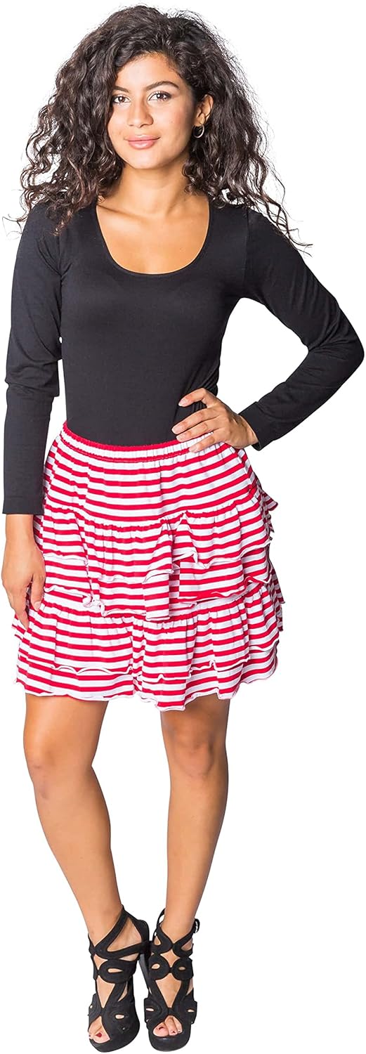 Rock gestreift Damen rot/weiss L/XL
