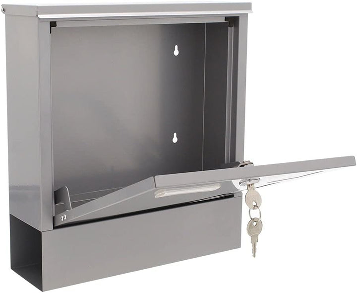 Rottner Briefkasten Lago Silver, Zylinderschloss mit 2 Schlüssel, Stahl, BxH 305x330 mm, Befestigung