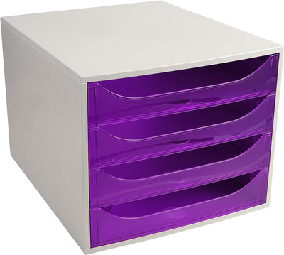 Exacompta 228619D Ablagebox Linicolor mit 4 Schubladen für DIN A4+ Dokumente. Ecobox mit hoher Kapaz