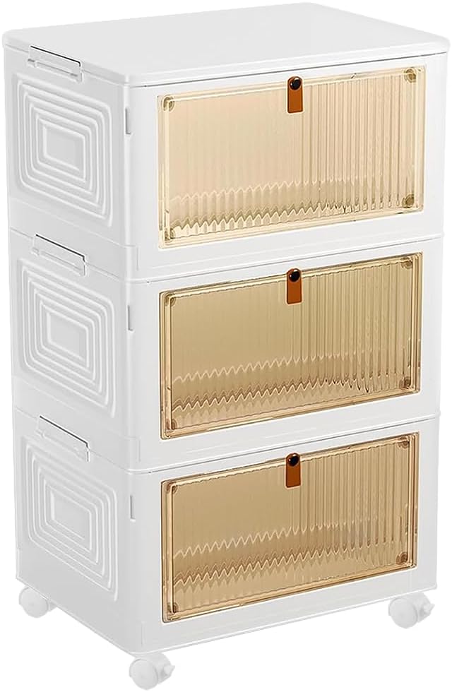 Faltbare Aufbewahrungsbox, Organizer aus Kunststoff mit Deckel und Riemenscheibe, 3 grosse Schublade