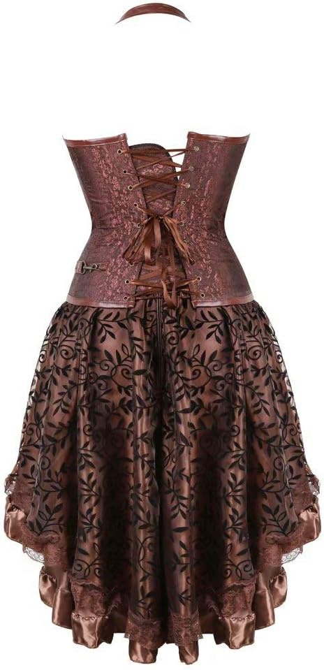 Corsagenkleid Steampunk Corsage Bustier Damen Piraten Leder Korsett Kleid Rock GothicüberGrössen Hal