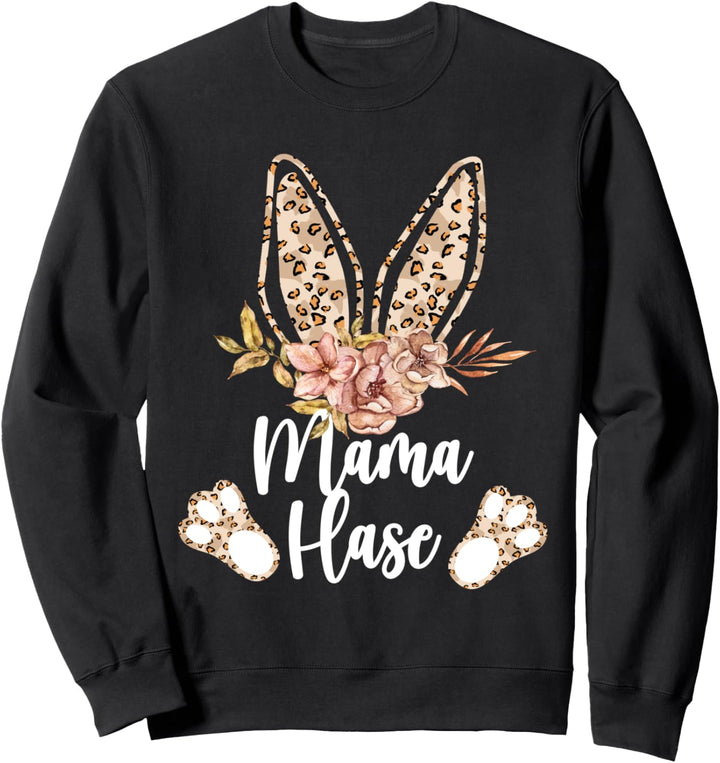 Mama Hase Osterhase florales Leo Look Outfit Geschenk Oster Sweatshirt