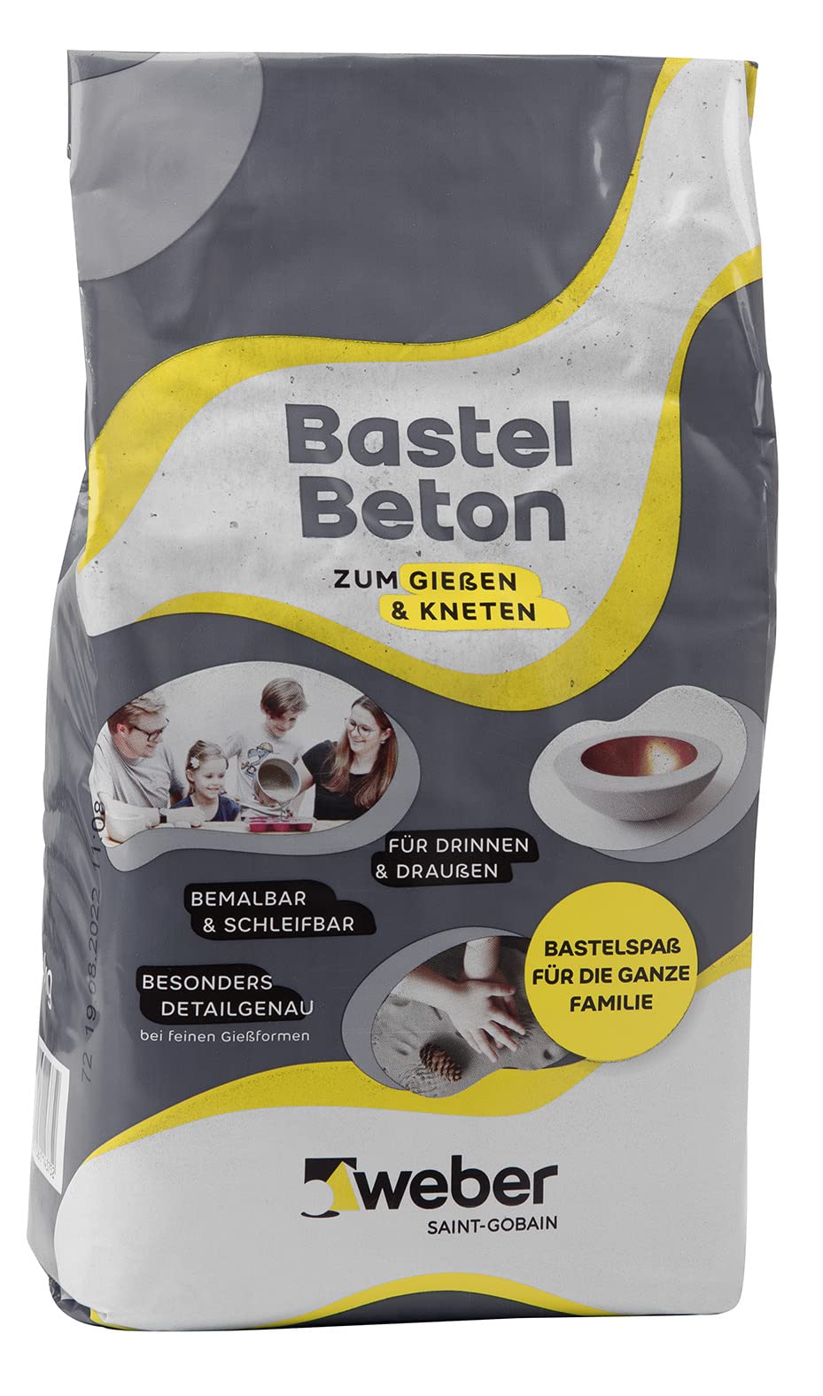 WEBER | Bastelbeton 5 kg | zum Giessen & Kneten | bemalbar, lackierbar, schleifbar | für Hobby- & Kr
