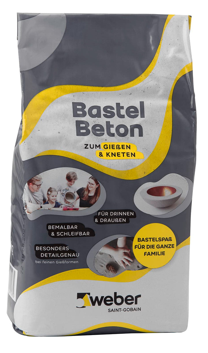 WEBER | Bastelbeton 5 kg | zum Giessen & Kneten | bemalbar, lackierbar, schleifbar | für Hobby- & Kr