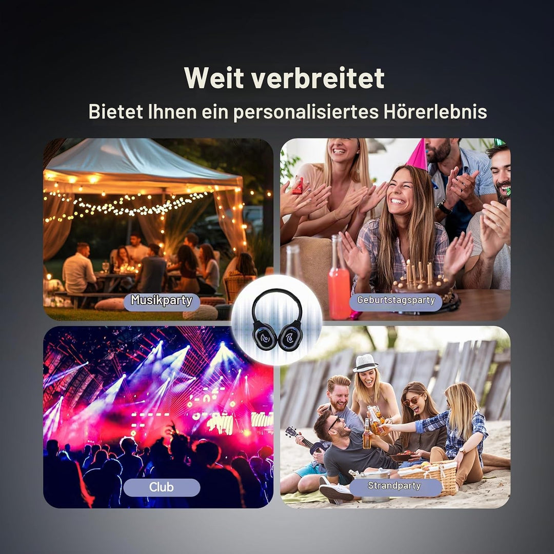 Retekess TA004 Silent Disco Kabelloser Kopfhörer, 3 Kanäle optional, HiFi-Stereo-Audio-Receiver-Kopf