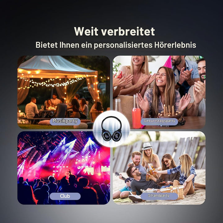 Retekess TA004 Silent Disco Kabelloser Kopfhörer, 3 Kanäle optional, HiFi-Stereo-Audio-Receiver-Kopf