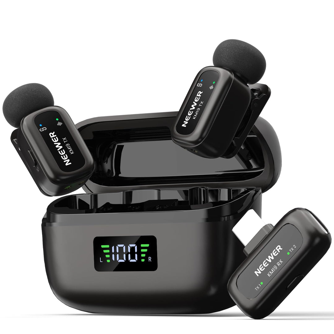 NEEWER KM19 Mini Drahtloses Mikrofon kompatibel mit iPhone 17 16 15,Schwarz