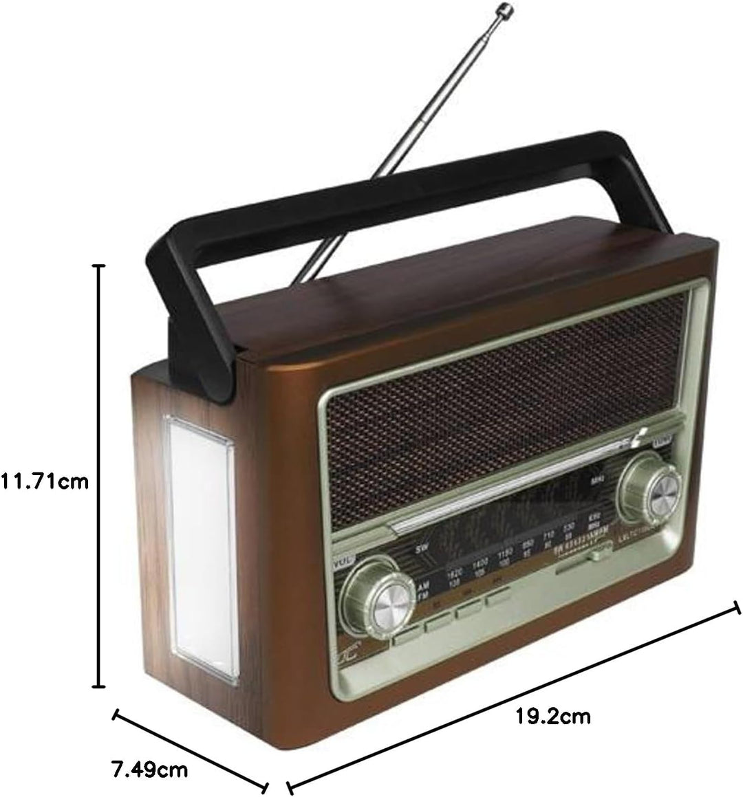 LTC Elma 118UBT Tragbares Radio mit Teleskopantenne und Bluetooth-Konnektivität, Retro-Radio, FM/AM/