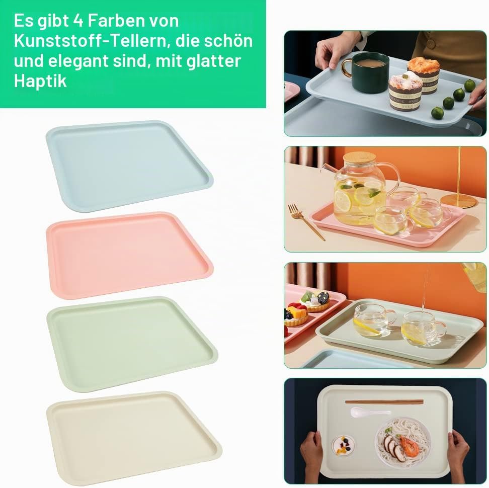 QUCUMER 4 Stücke Kunststofftablett Serviertabletts Tablett Aus Kunststoff 23*30.5cm Servierplatten S