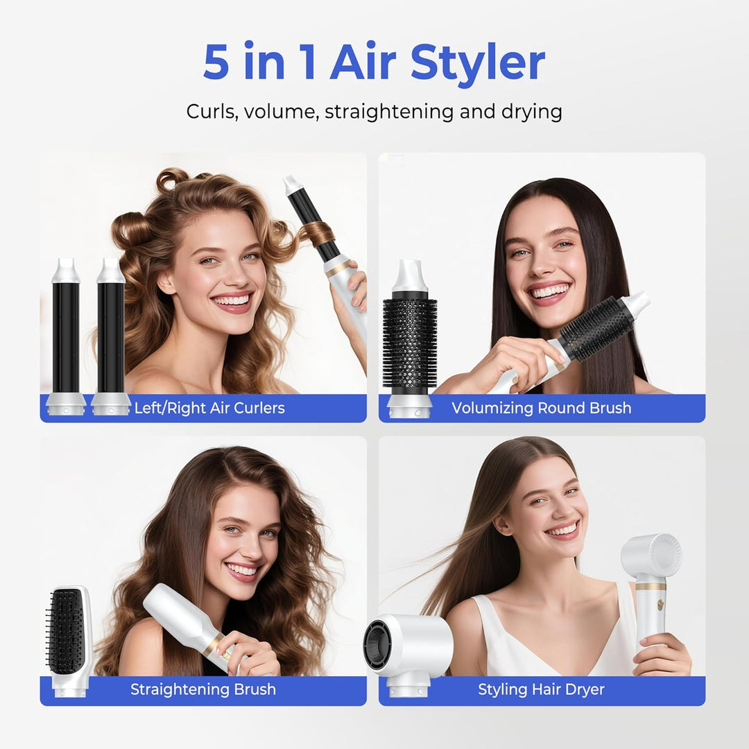 Airstyler 5 IN 1 Hairstyler, 1000W Lockenstab Föhnbürste mit warmluftbürste，rundbürstenföhn, Lockens