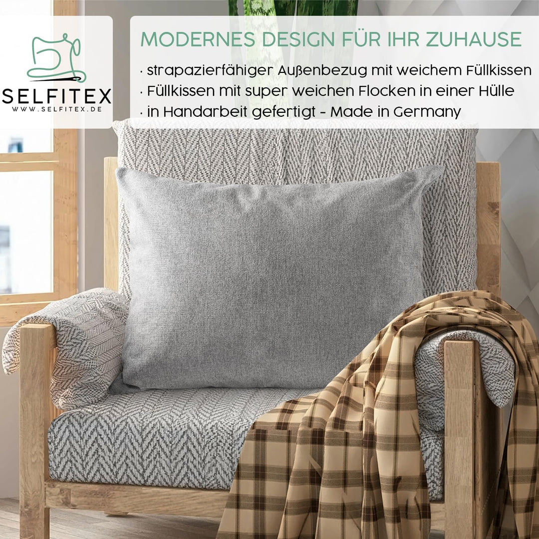 Selfitex Modisches Couchkissen XXL 60x80 cm, Sofakissen mit Füllung und Bezug, kuschelweiches Leseki