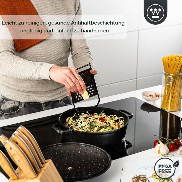 Westinghouse PERFORMANCE SERIES Schmorpfanne mit Deckel, Grosse Bratpfanne 28 cm für Induktion &amp; all